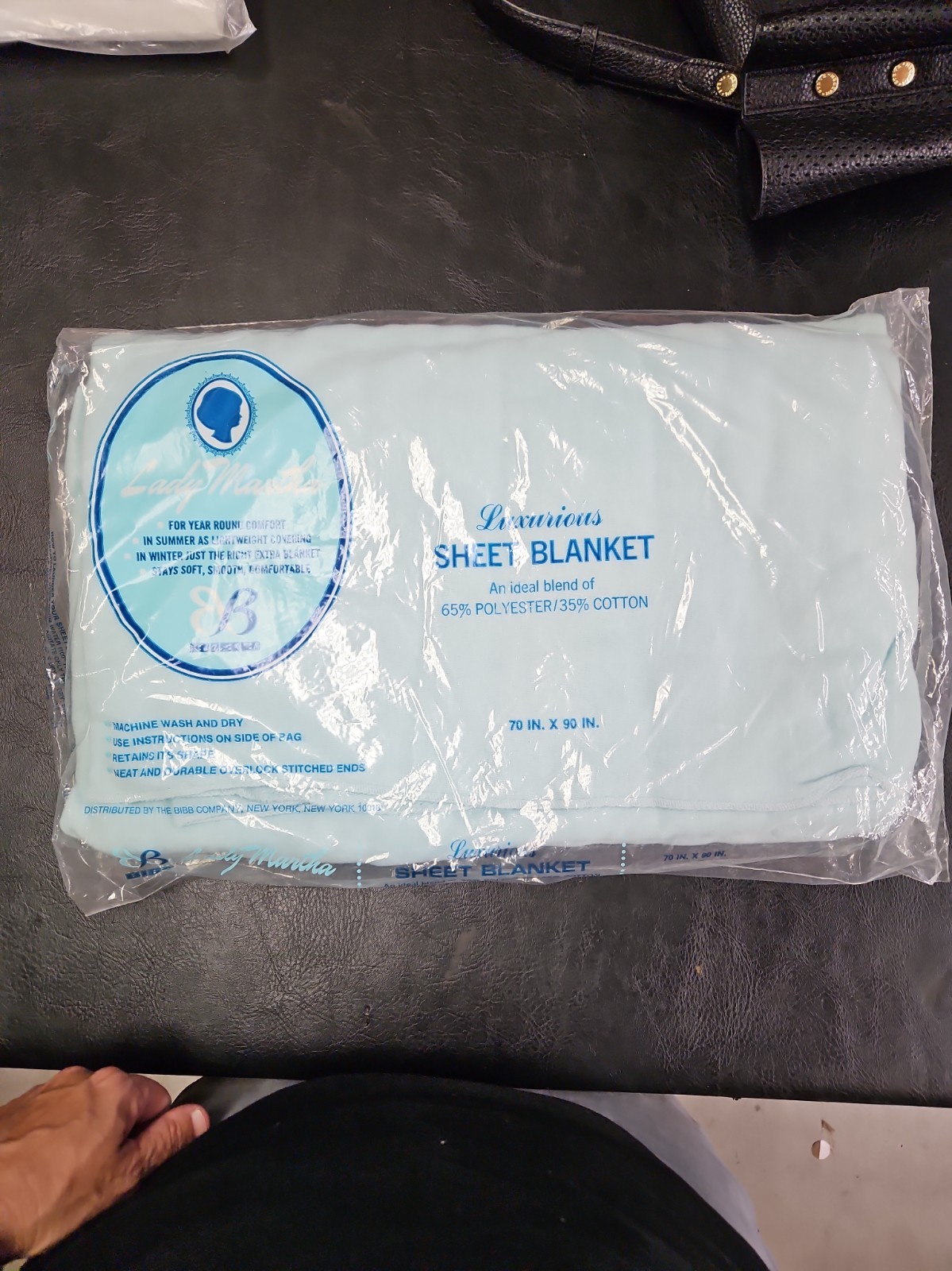Vintage Bibb Lady Martha BLUE Luxurious Sheet Blanket (70”x90”) NOS - SEALED