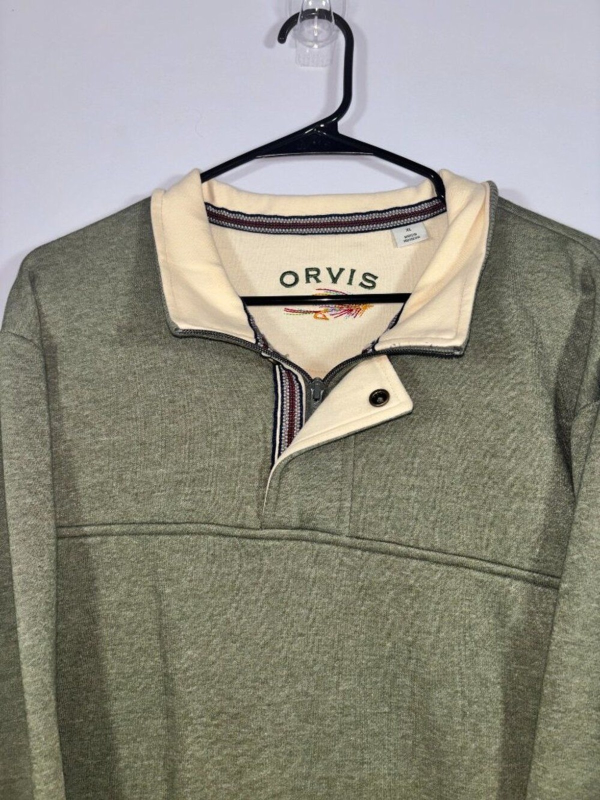 Orvis Men’s Heathered Olive Green Quarter Snap Fleece Pullover Size XL Orvis Men’s Heathered Olive Green Quarter Snap Fleece Pullover Size XL