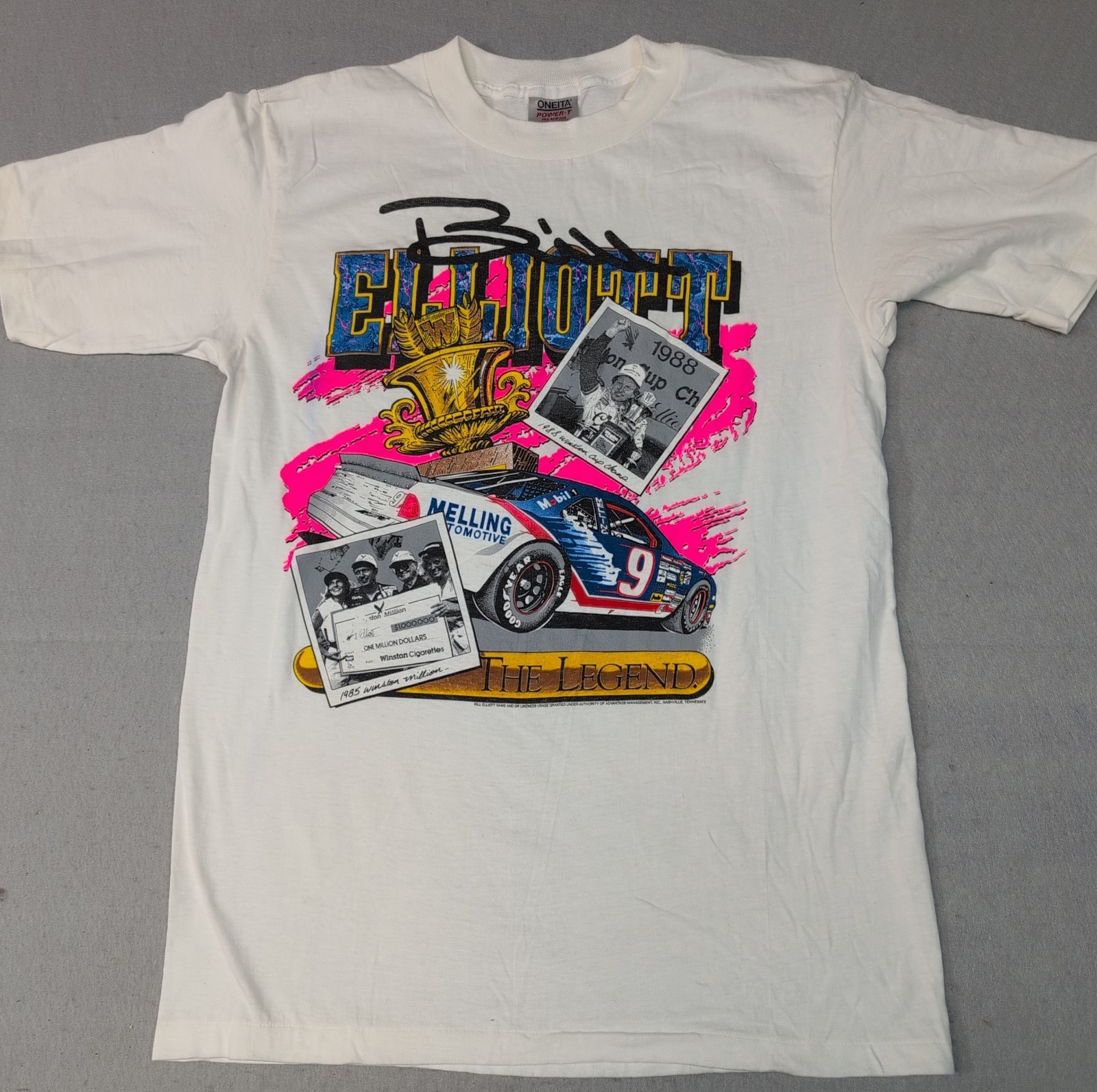 Vtg Bill Elliott Shirt Mens L NASCAR Racing ‘85 ‘88 Winston Cup Single Stitch 