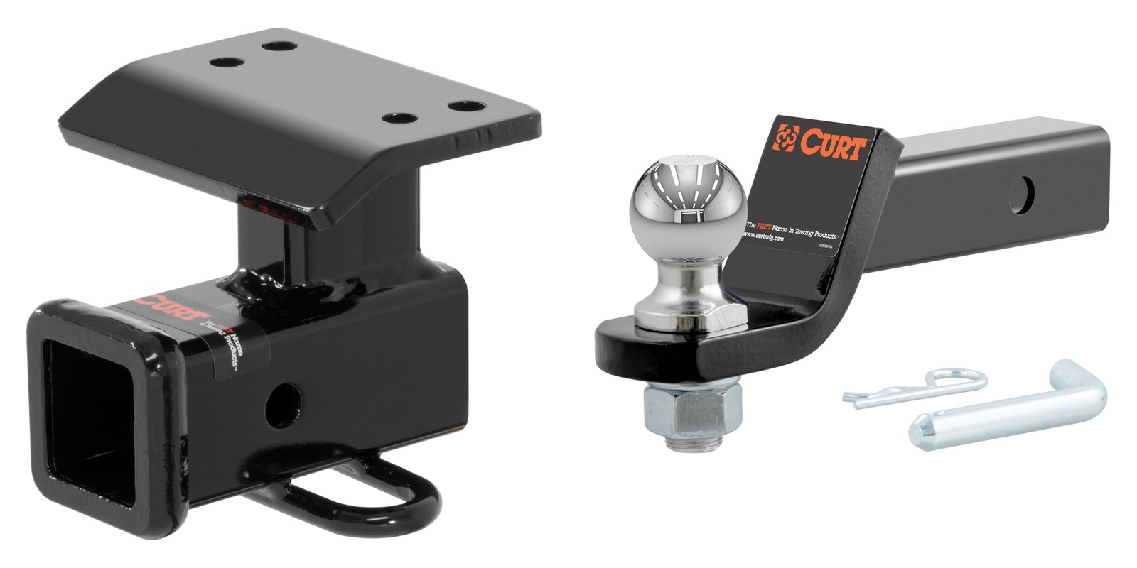 CURT Trailer Hitch Tow Kit 2in Receiver, 2in Ball Mount, Pin & Clip - 13133