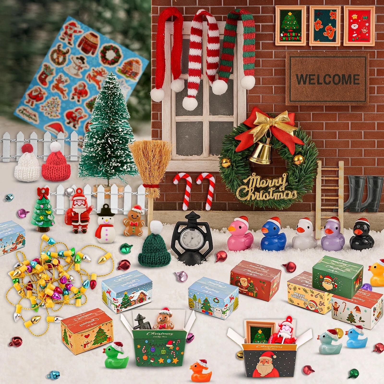 67PCS Dollhouse Accessories Doll House Miniatures Christmas Decoration Small Sce