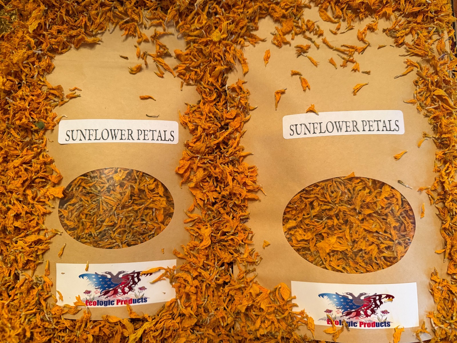 Organic European Sunflower Dried Petals . Helianthus Annuus Ray Florets