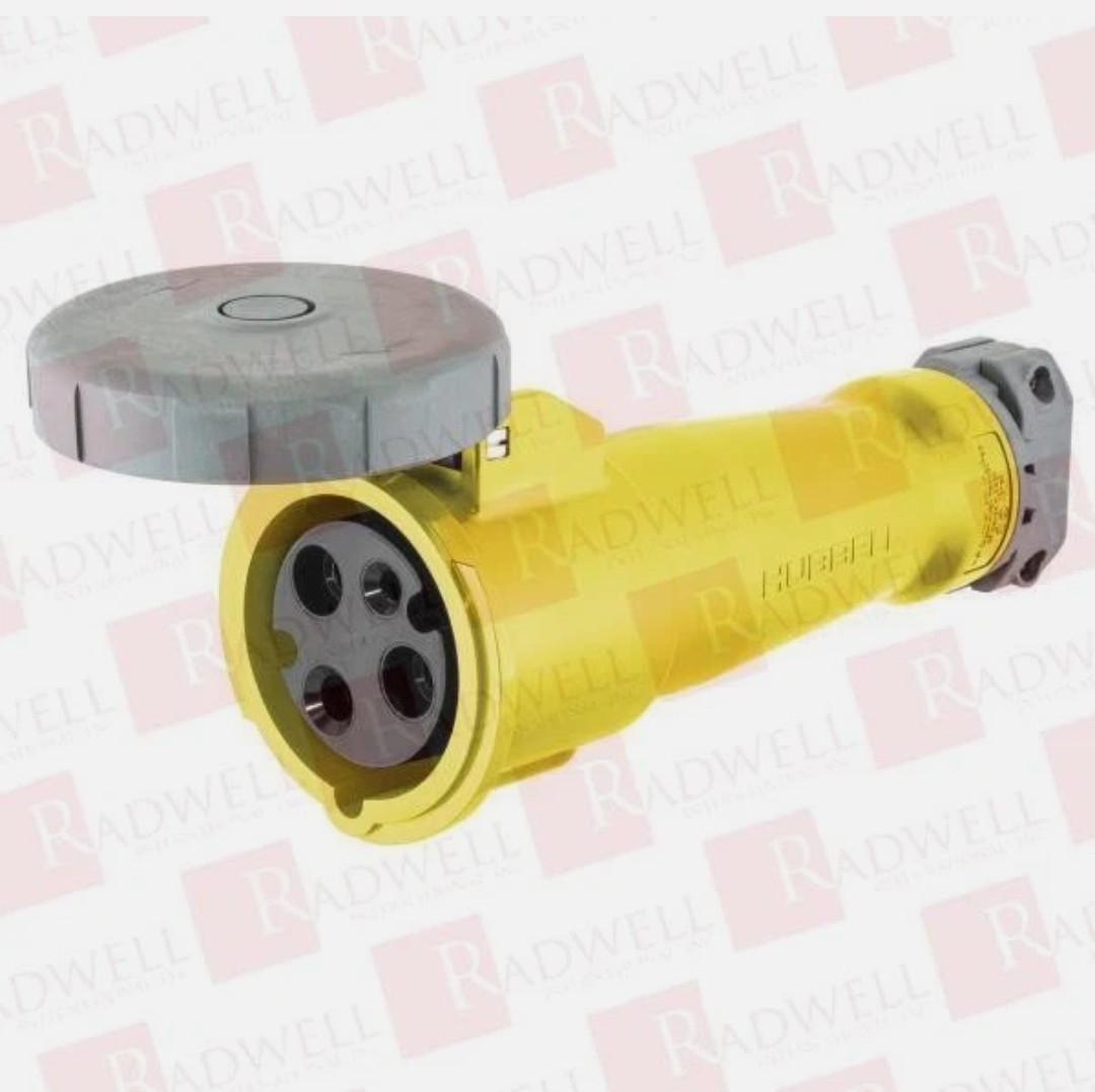 Hubbell Pin and Sleeve Connector HBL330C4W, 30A, 125V, HBL330C4W, 2HP, Yellow