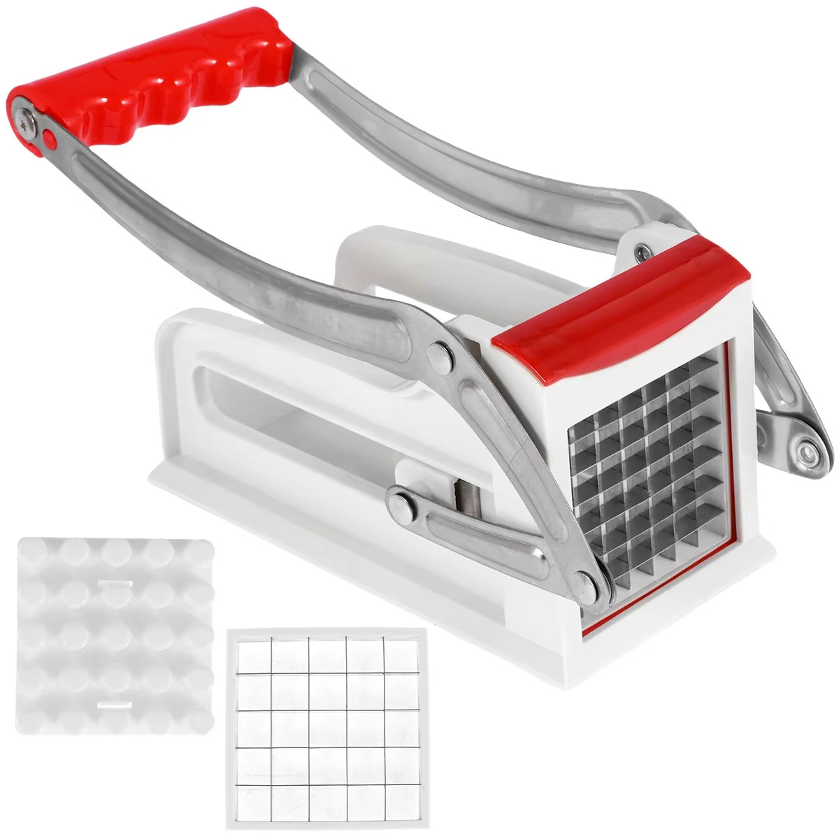 French Fry Cutter Stainless Steel Potato Chipper with 25/49Holes Blades Fast Cut