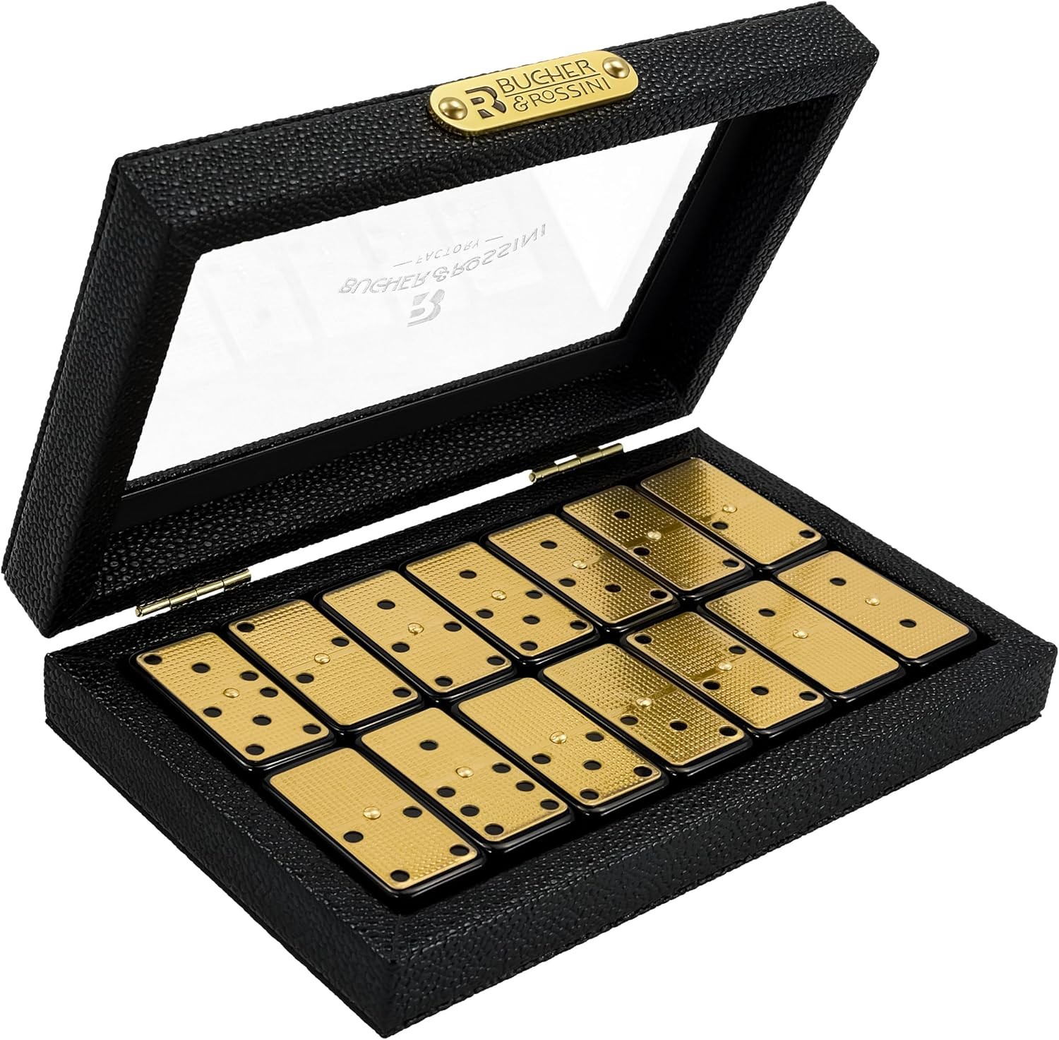 Metal Surface Dominoes Set Double 6 for Adults and Kids - Classic 28Pieces Gold Metal Surface Dominoes Set Double 6 for Adults and Kids - Classic 28Pieces Gold