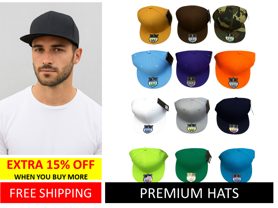 Original Plain Fitted Caps Flat Bill/Brim Hip Hop Hats Solid Colors [ KB ETHOS ]