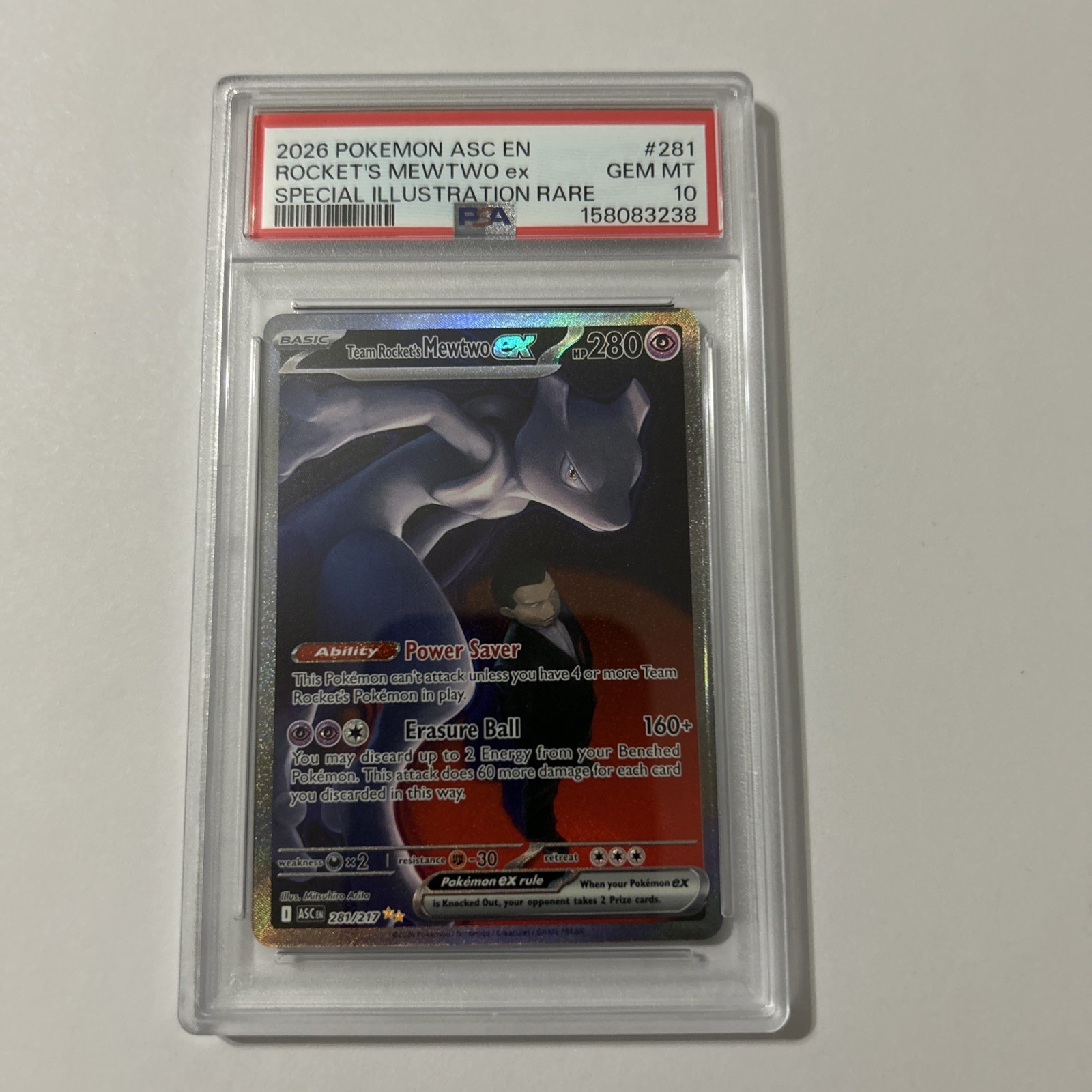 2026 POKEMON ASC EN-ASCENDED HEROES #281 TEAM ROCKET\'S MEWTWO EX PSA 10 GEM MINT 2026 POKEMON ASC EN-ASCENDED HEROES #281 TEAM ROCKET\'S MEWTWO EX PSA 10 GEM MINT