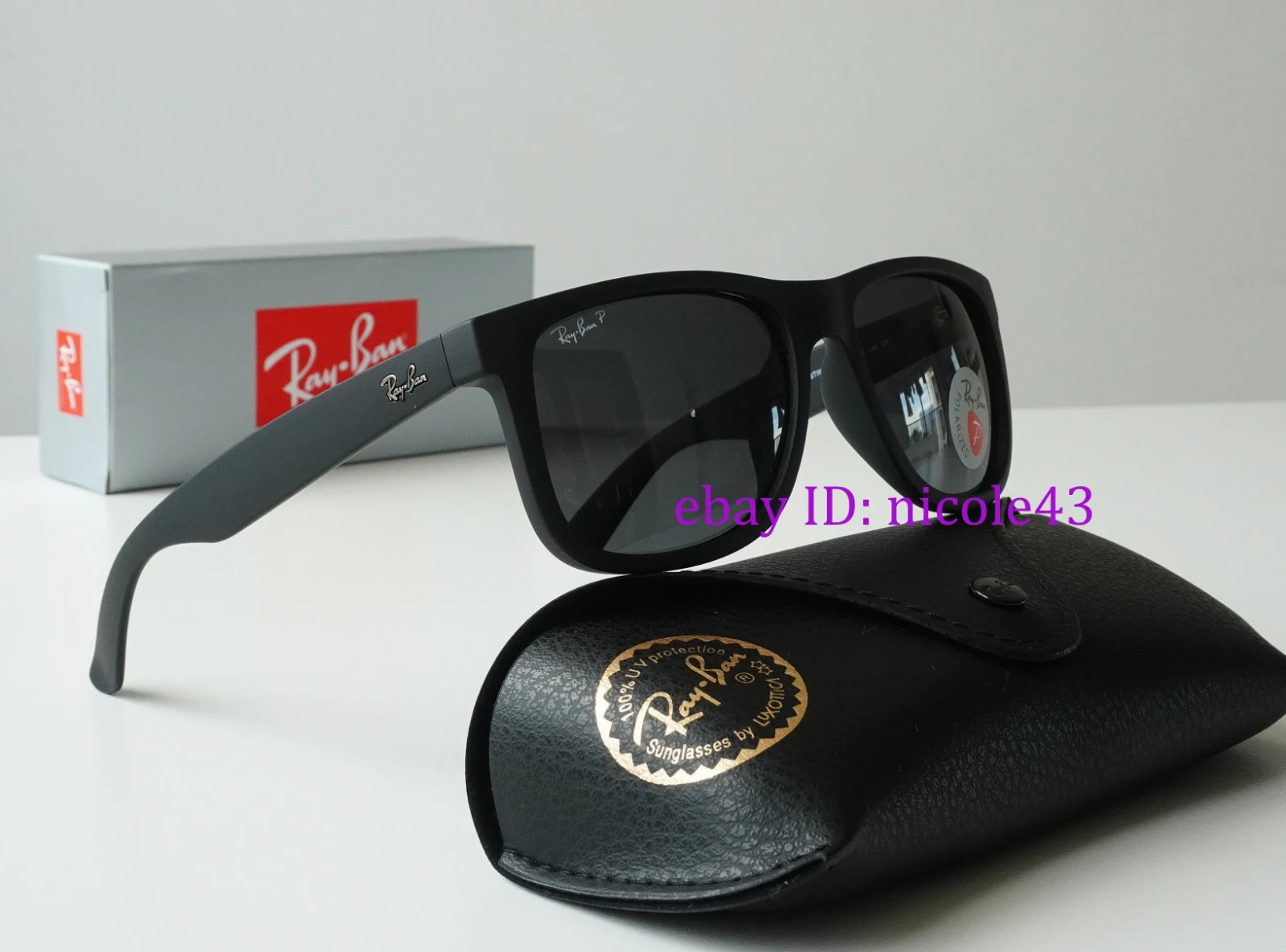 Ray-Ban RB4165 Justin 622/2V Polarized Sunglasses Matte Black/Grey 100% UV 54mm Ray-Ban RB4165 Justin 622/2V Polarized Sunglasses Matte Black/Grey 100% UV 54mm