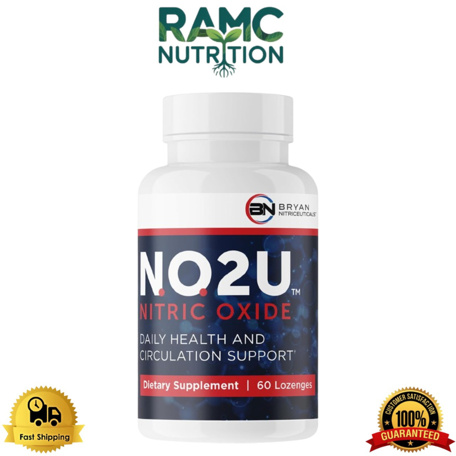 NO2U Bryan NITRICEUTICALS Nitric Oxide Supplements 60 Vegan Lozenges