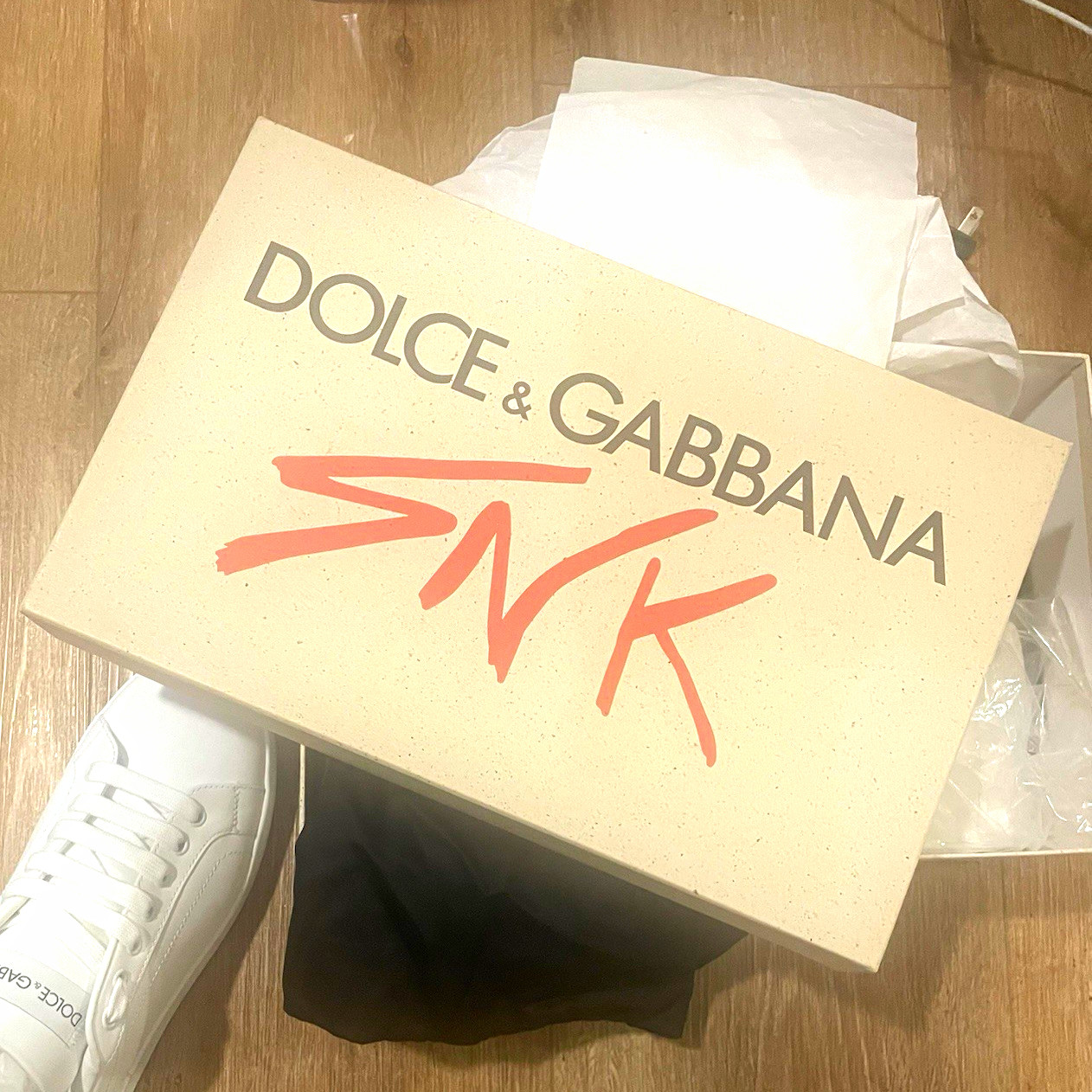Dolce & Gabbana Portofino White Leather Low Top Lace-Up Sneakers New w/ Box