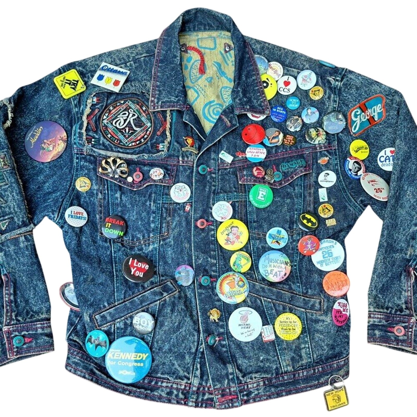 %Vintage Major Damage Jean Jacket Embroidered Buttons Y2K 80s 90s Men Large %Vintage Major Damage Jean Jacket Embroidered Buttons Y2K 80s 90s Men Large