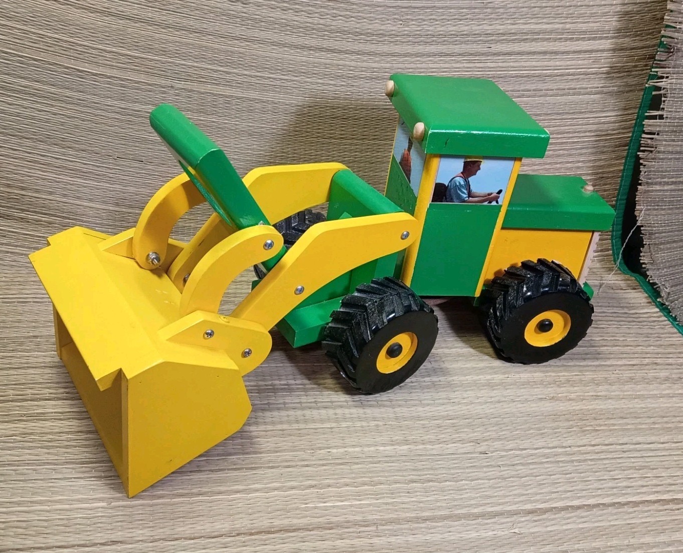 VTG Wooden Folk Art Toy Handmade Wood Tractor Bulldozer 17x8x6 Inches 5lb 