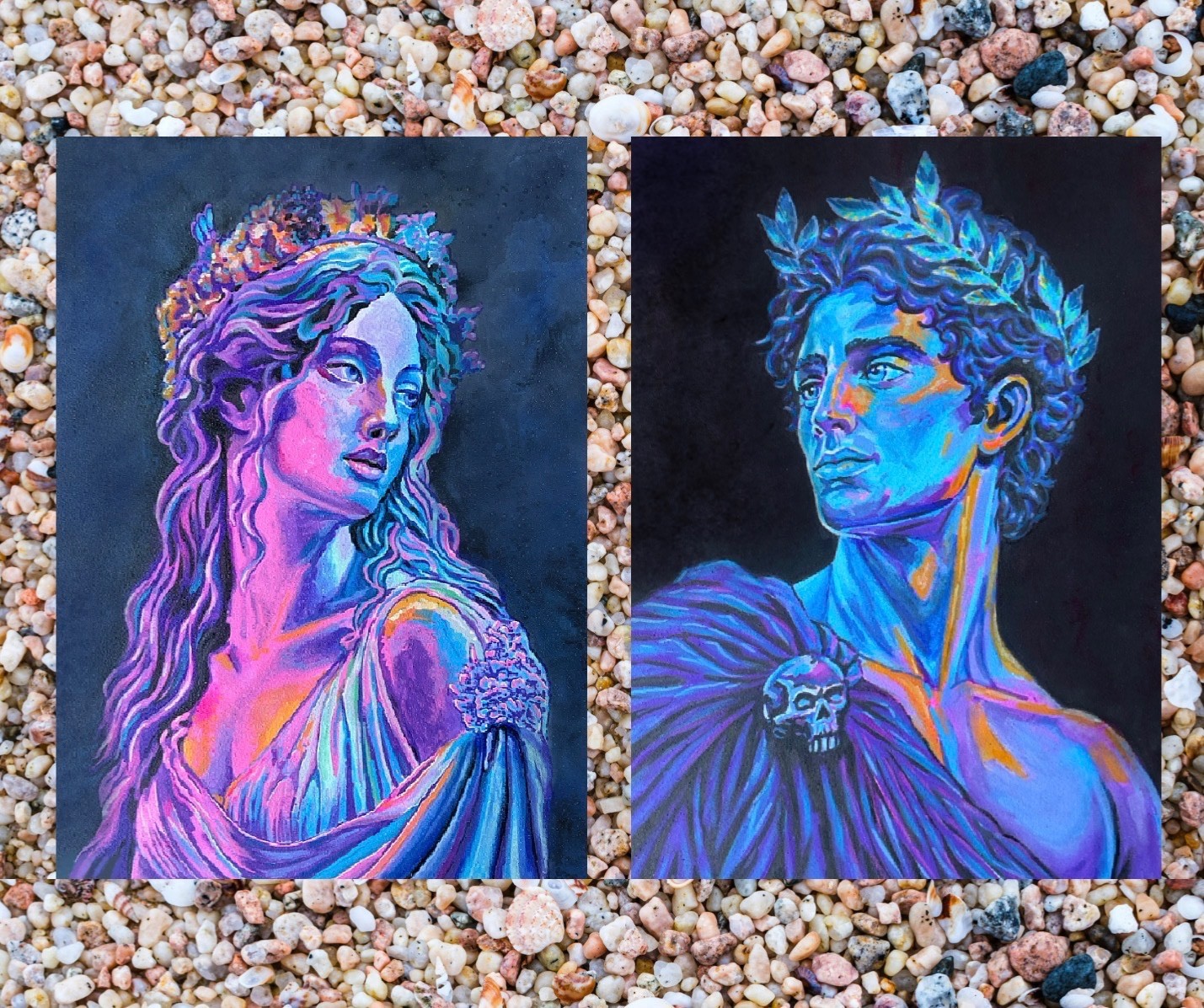 ACEO Art Card PRINTS Set of 2 Hand Painted Acrylic Original 3.5inx2.5in ACEO Art Card PRINTS Set of 2 Hand Painted Acrylic Original 3.5inx2.5in