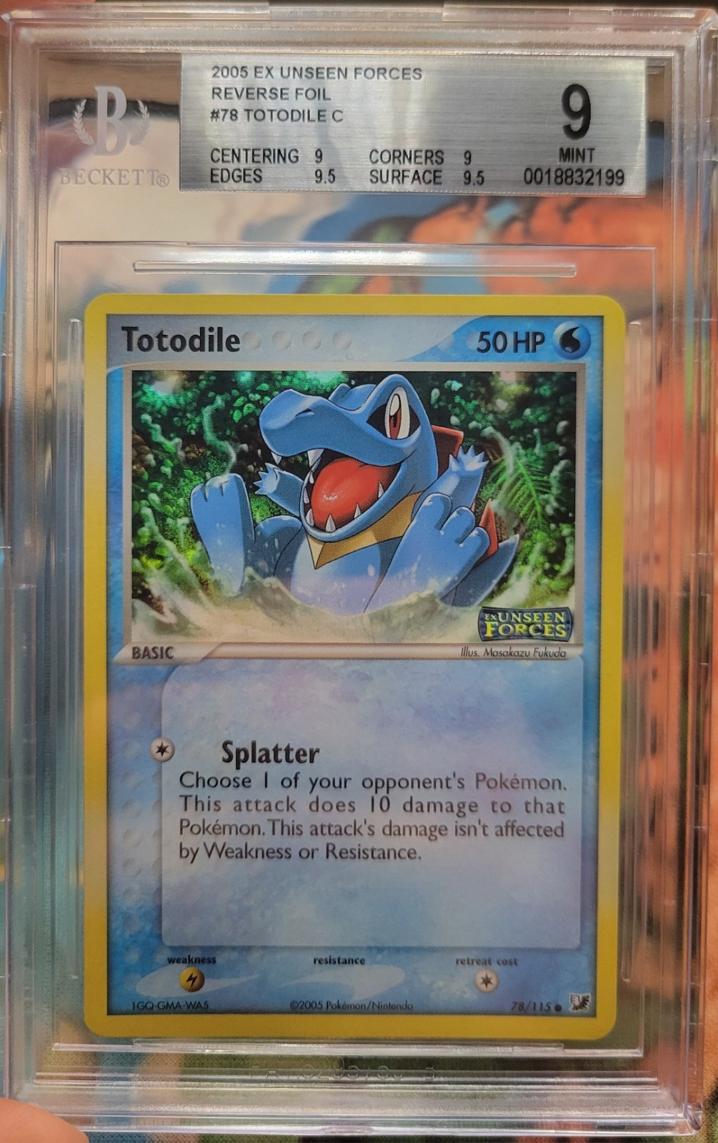 2005 Pokemon EX Unseen Forces Totodile Reverse Holo #78/115