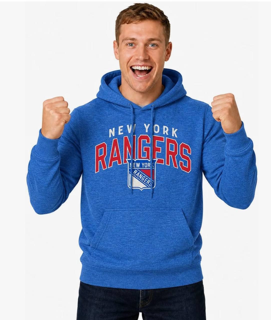 New York Rangers NHL Hoodie Wright & Ditson Men’s L Blue Fleece Sweatshirt NWT