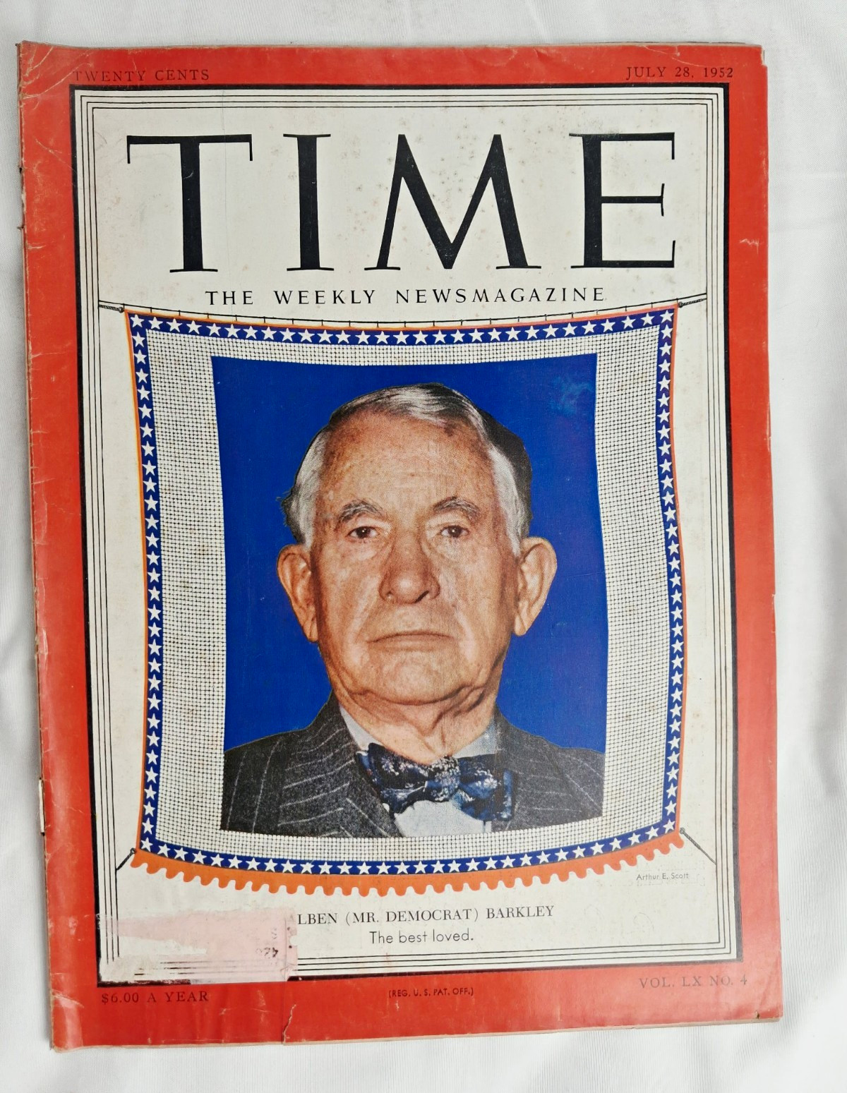 Vtg Time Magazine July 28 1952 Vol. LX No. 4 Alben Barkley Vtg Time Magazine July 28 1952 Vol. LX No. 4 Alben Barkley