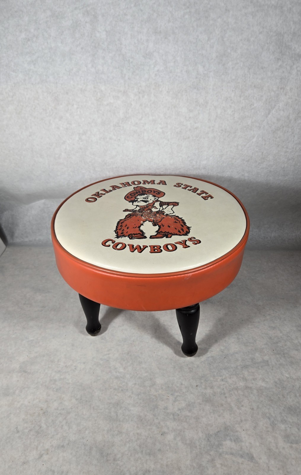 RARE Vintage OSU Oklahoma State COWBOYS Foot Stool Pistol Pete NCAA 15\