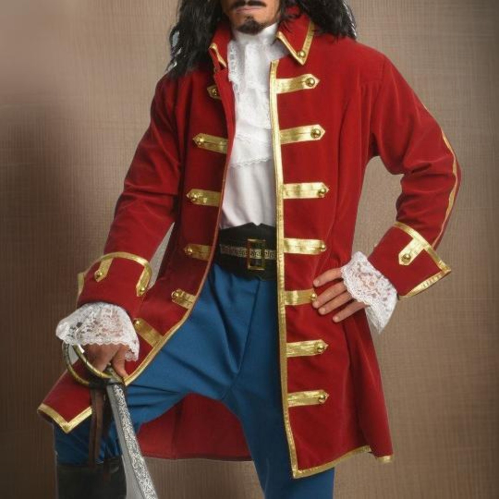 Men\'s Red Captain Morgan Frock Coat Pirate Fashions Long Coat Men\'s Red Captain Morgan Frock Coat Pirate Fashions Long Coat