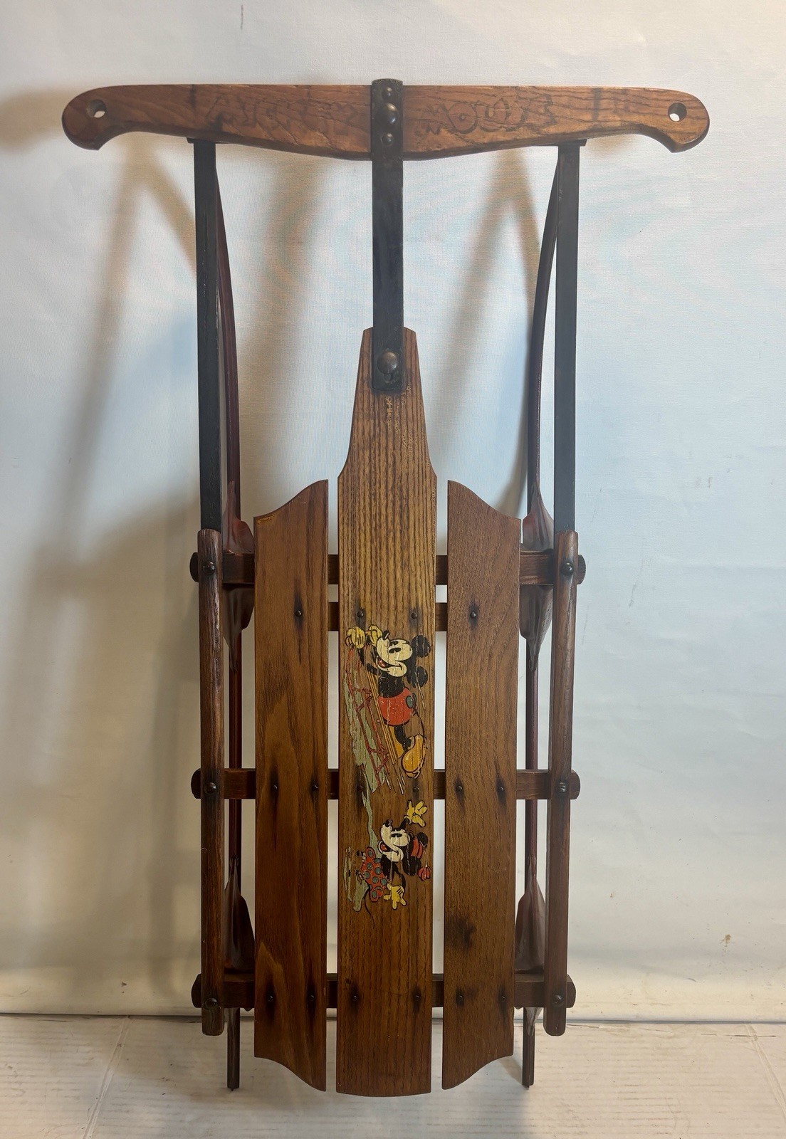 Antique 1930s Mickey Mouse Flexible Flyer Sled S.L. Allen No. 90-J  W.D. Disney