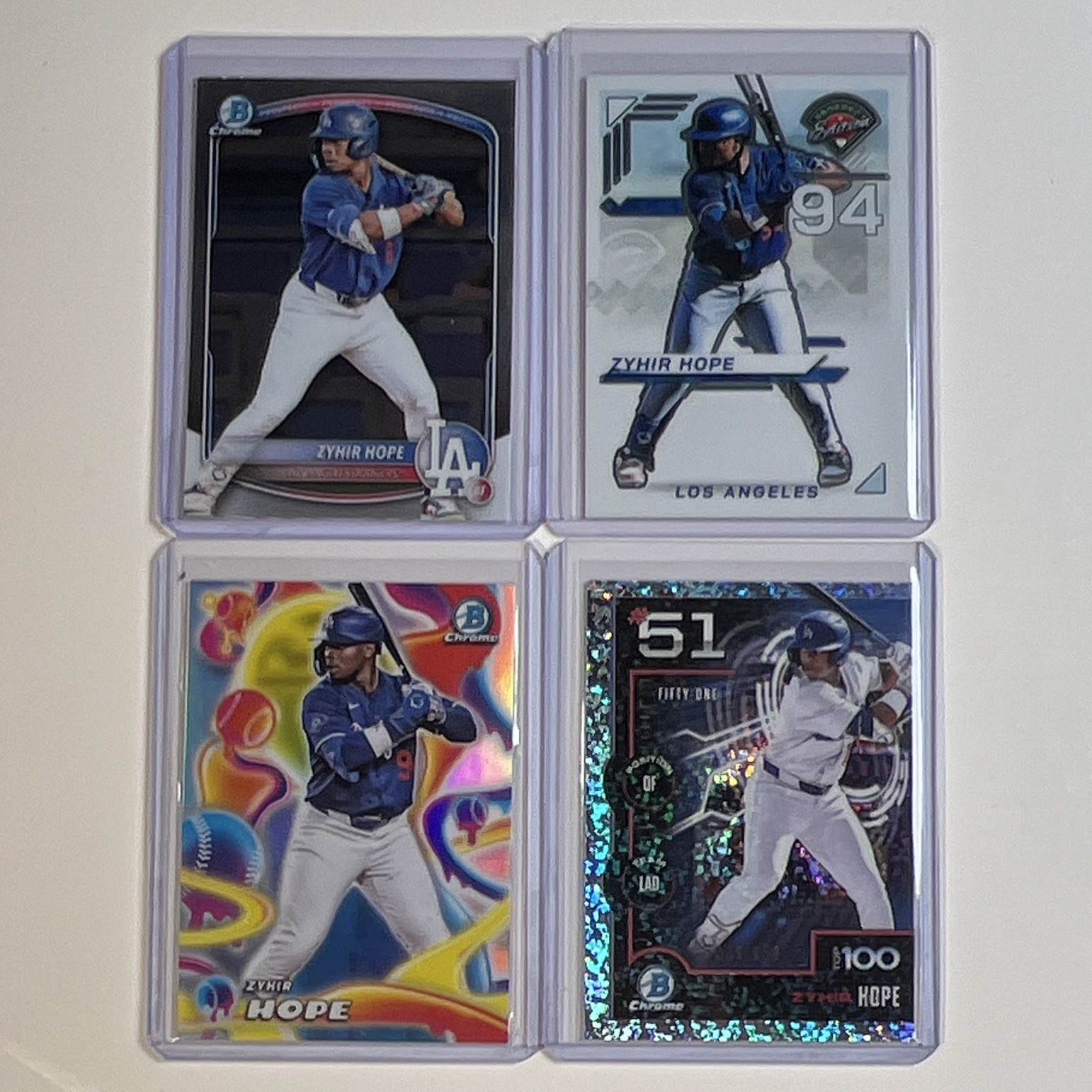 Topps 2025 Zyhir Hope Dodgers Bowman Chrome Top 100 BTP-61 Parallel Lot (4)