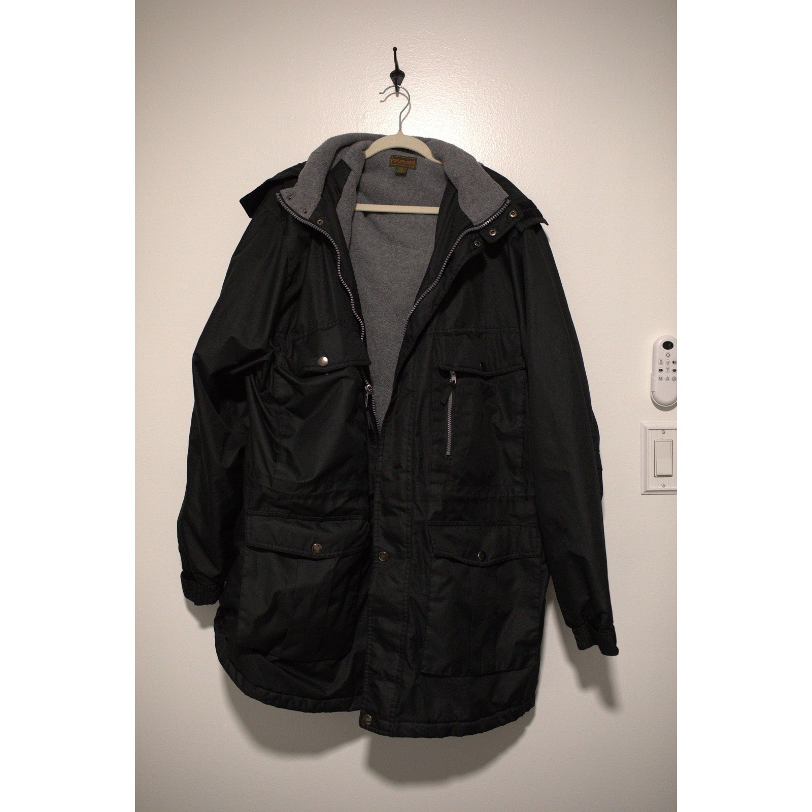 Boulder Creek Trading Company Mens 2XL Tall Black Fleece Lined Hooded Parka Coat Boulder Creek Trading Company Mens 2XL Tall Black Fleece Lined Hooded Parka Coat