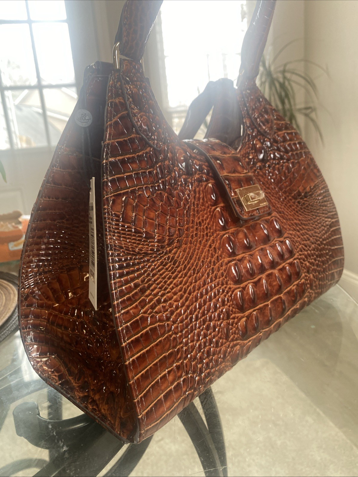 Brahmin Adrian Pecan Melbourne Embossed Leather Satchel Anita Small Wallet NWT