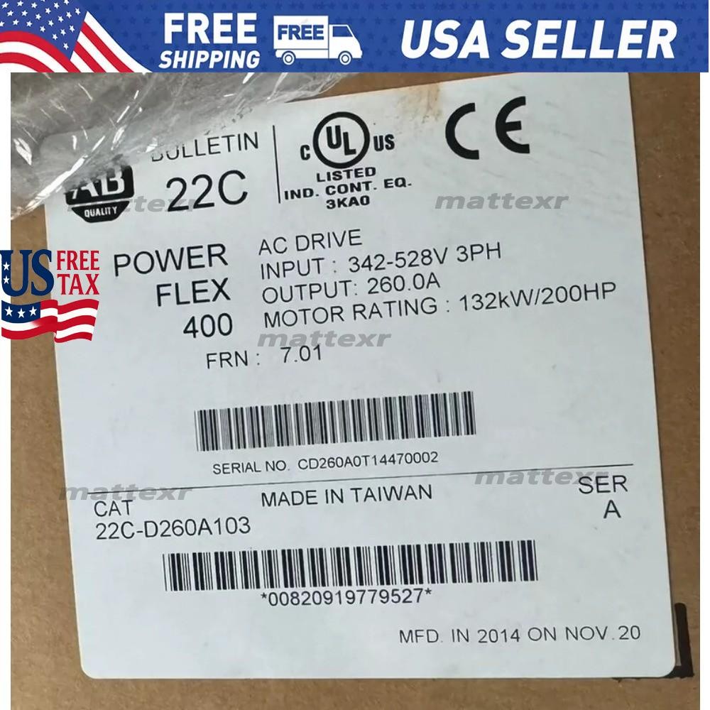 22C-D260A103 New AB 22CD260A103 PowerFlex 400 132kW 200HP AC Drive 22C-D260A103 New AB 22CD260A103 PowerFlex 400 132kW 200HP AC Drive