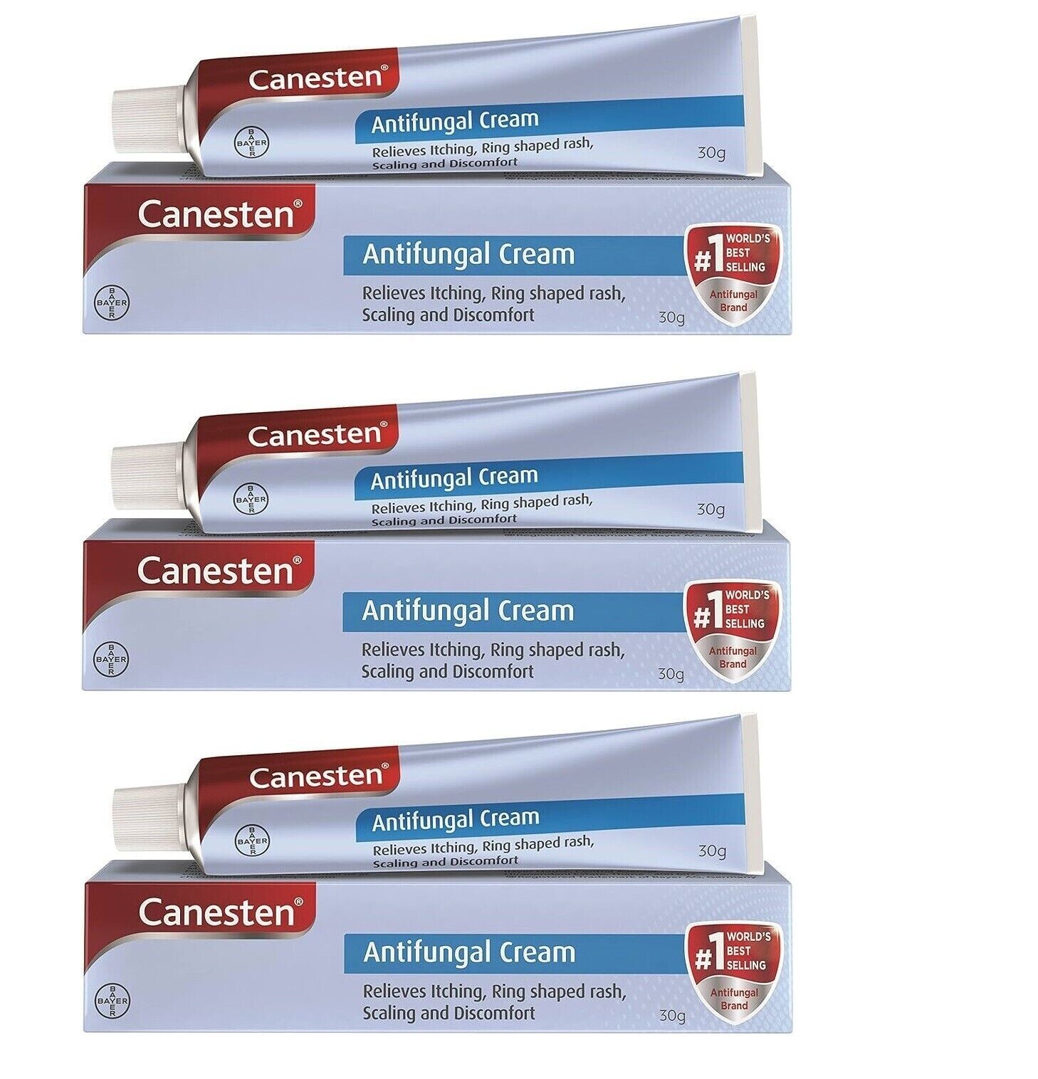 Canesten Anti-Fungal Cream | Relieves Itching, Ring Shaped Rash, Scaling 30g X 3 Canesten Anti-Fungal Cream | Relieves Itching, Ring Shaped Rash, Scaling 30g X 3