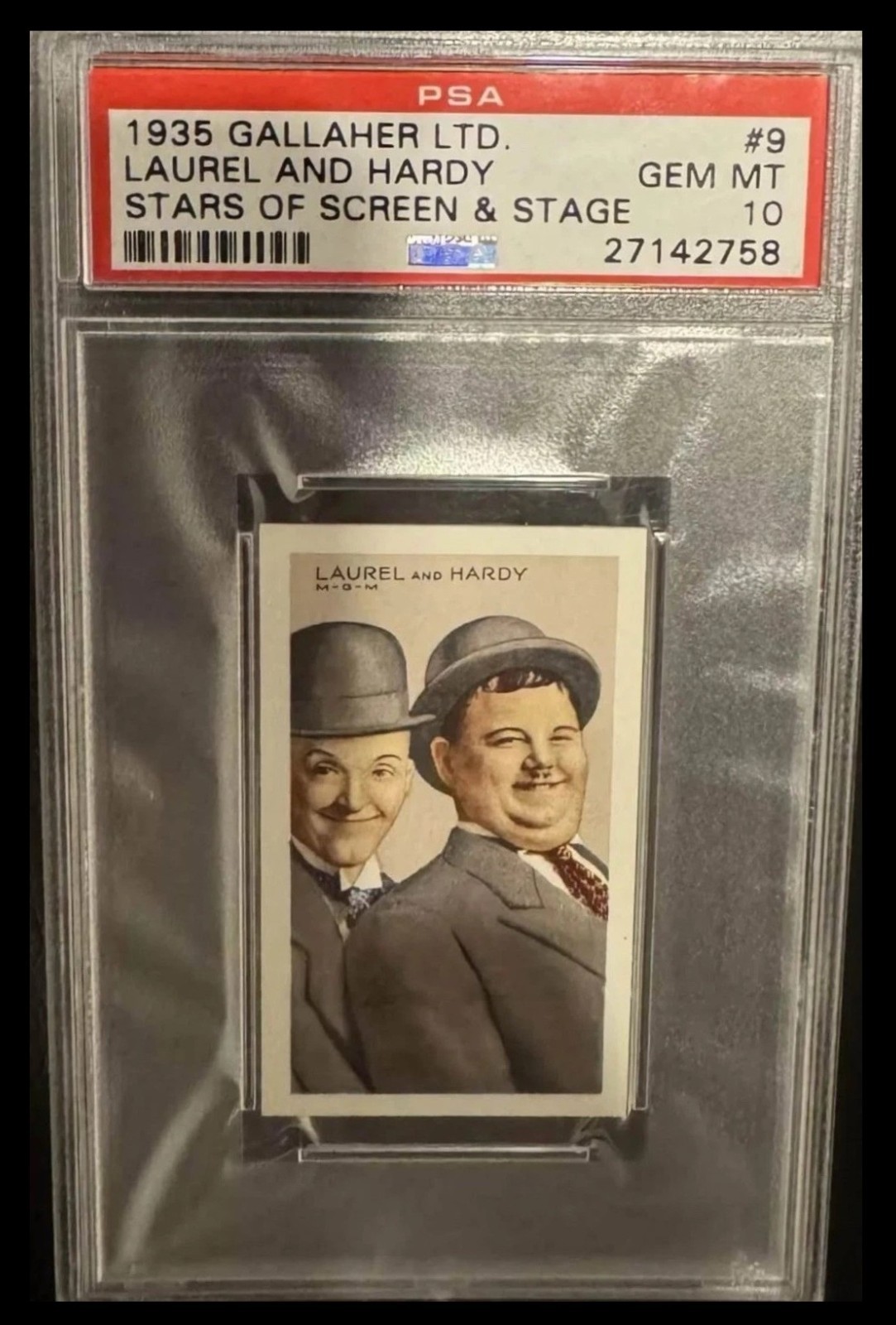 1935 LAUREL & HARDY GALLAHER LTD STARS SCREEN & STAGE PSA 10 GEM MINT POP 1