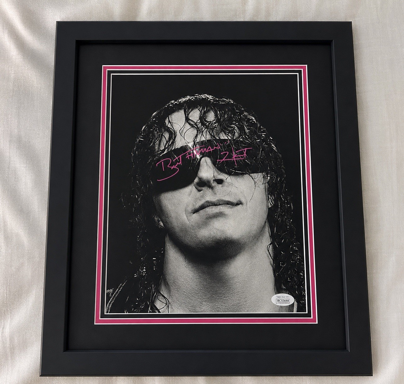 Bret Hart signed framed photo fiterman sports JSA coa WWE WWF 17x20 Hitman
