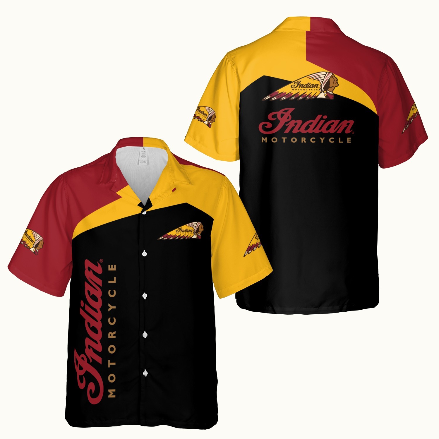 Custom Name Men\'s Indian Motorcycle Logo Hawaiian Shirt All Size Size S-5XL