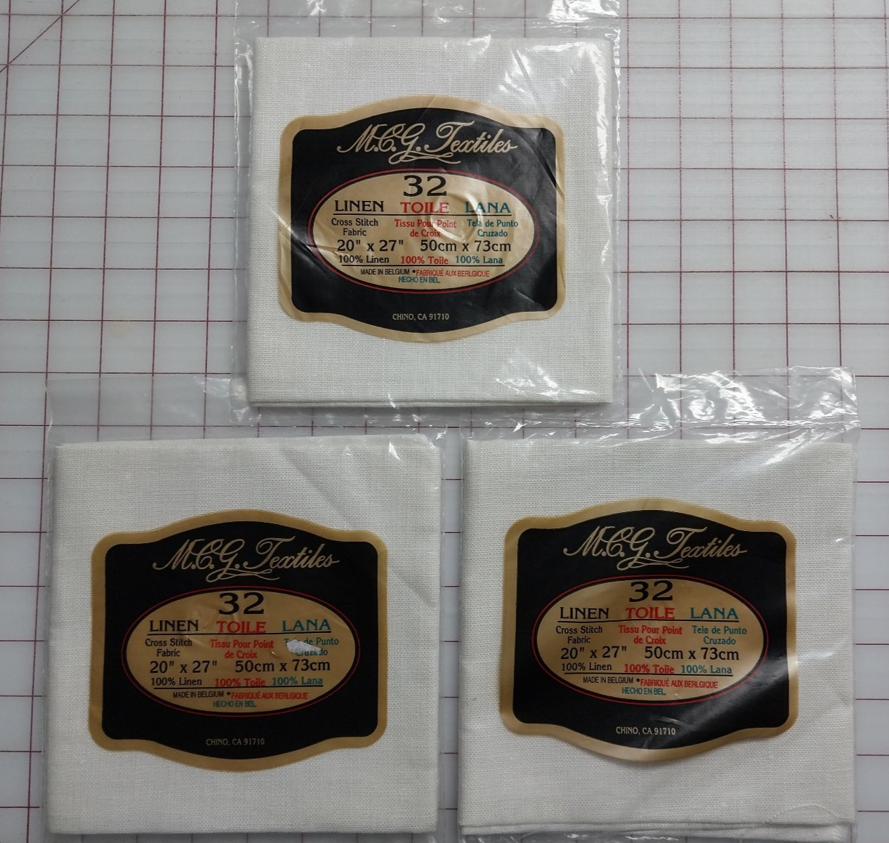 Lot 3 MCG Textiles 100% Belgium Linen 32 count 20x27” Cross Stitch Fabric Oyster Lot 3 MCG Textiles 100% Belgium Linen 32 count 20x27” Cross Stitch Fabric Oyster