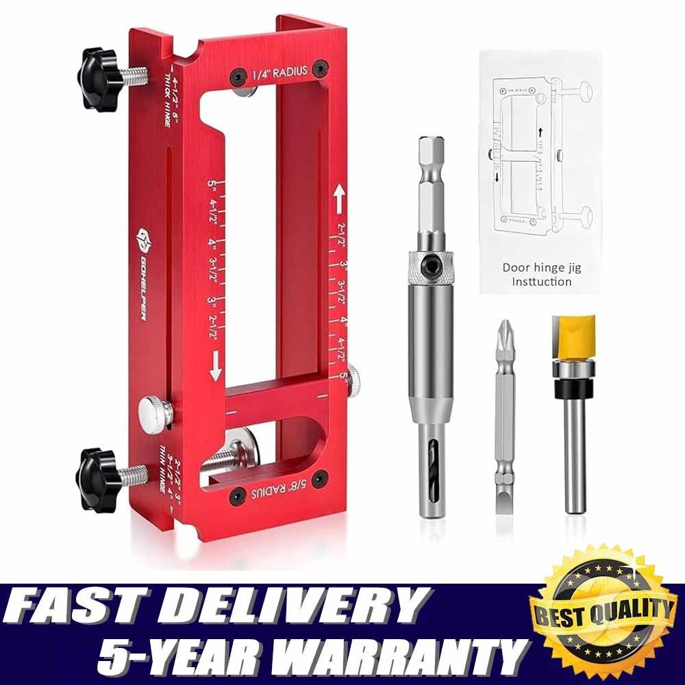 Door Hinge Jig, Aluminum Alloy Door Hinge Template Kit for Router, Adjustable Mo Door Hinge Jig, Aluminum Alloy Door Hinge Template Kit for Router, Adjustable Mo