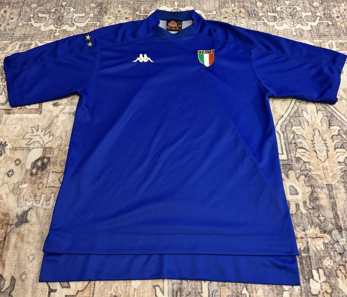 Vintage 1998 2000 Italy Home Jersey Kappa GArA Italia L Blue Modified Cut Sleeve