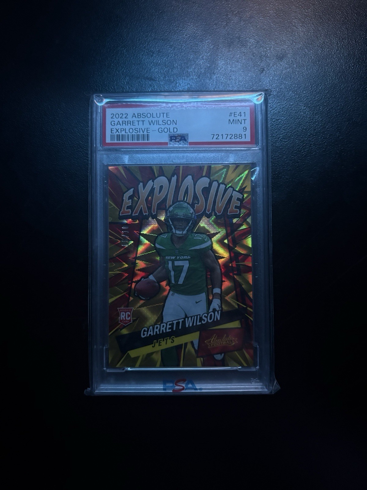 2022 Panini Absolute Garrett Wilson Explosive Gold #E41 /10 Jets PSA 9 2022 Panini Absolute Garrett Wilson Explosive Gold #E41 /10 Jets PSA 9