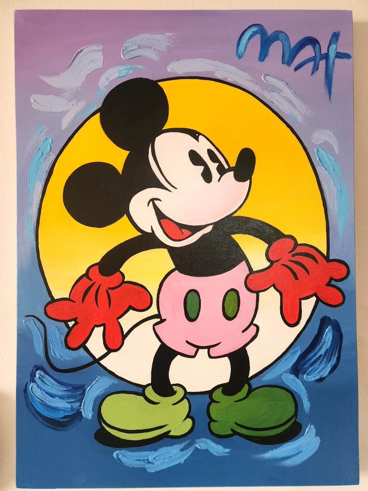 PETEX MAX 28x20 in. Painting on canvas (Micky mouse) signed & stamped. Pop art