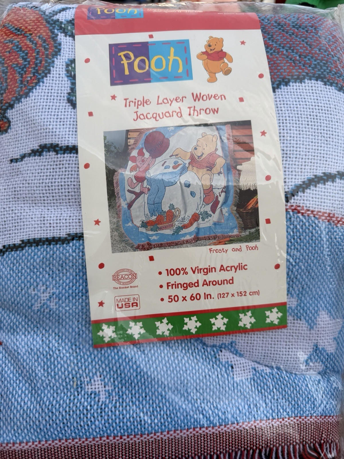 Vintage Winnie The Pooh Frosty & Pooh Including Piglet 100% Acrylic 50x60 Throw Vintage Winnie The Pooh Frosty & Pooh Including Piglet 100% Acrylic 50x60 Throw