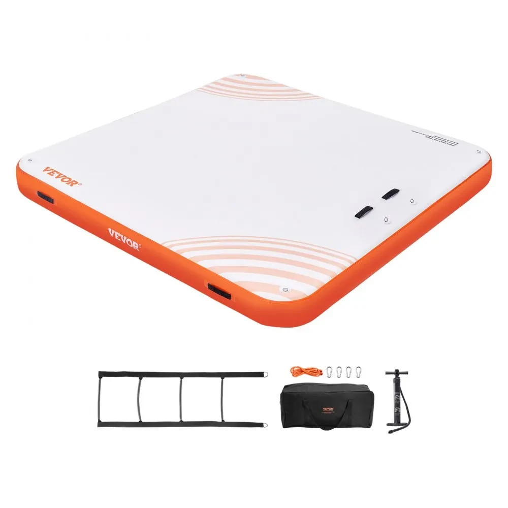 VEVOR 10x10FT Inflatable Floating Dock Platform Non-Slip w/ Ladder & Bag VEVOR 10x10FT Inflatable Floating Dock Platform Non-Slip w/ Ladder & Bag