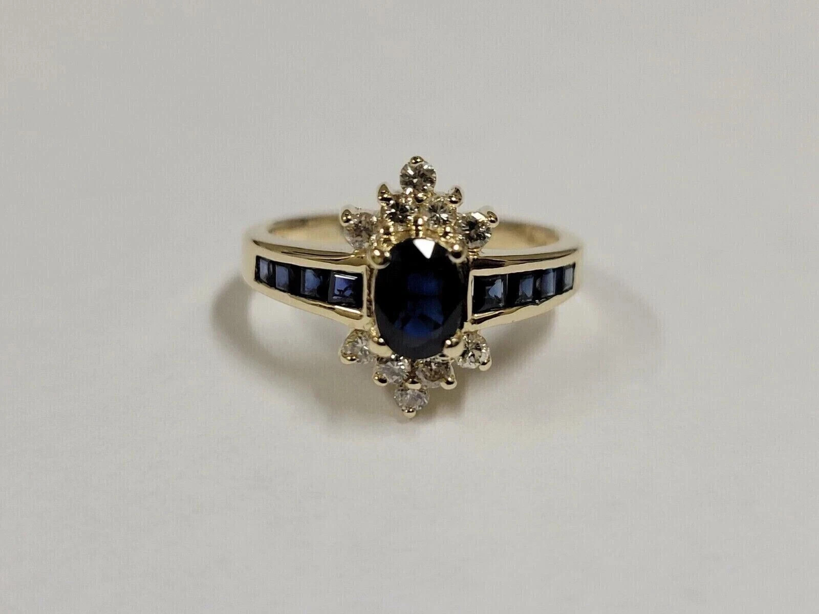 2.00 Ct Oval Cut Natural Sapphire & Diamond Wedding Ring 14K Yellow Gold