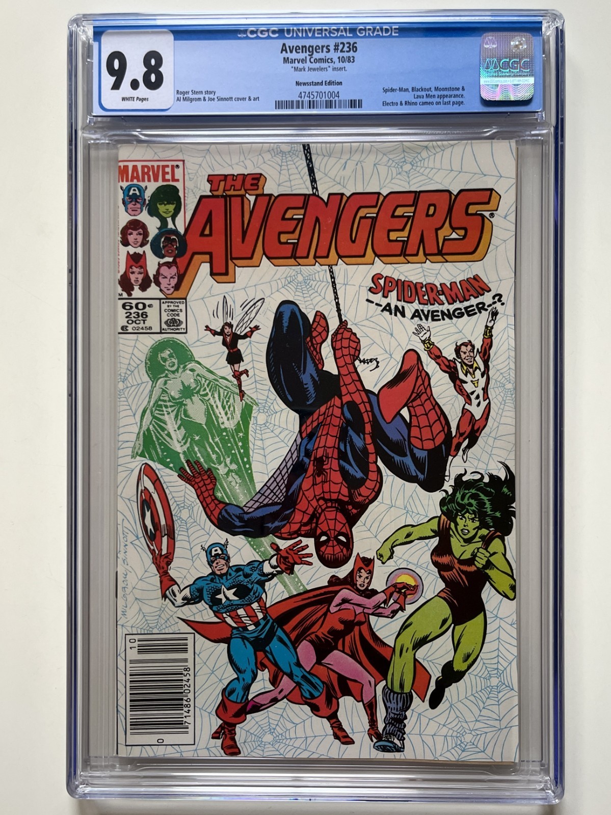 AVENGERS #236 CGC 9.8 NEWSSTAND (1983) MARK JEWELERS INSERT VARIANT💎 SPIDER-MAN