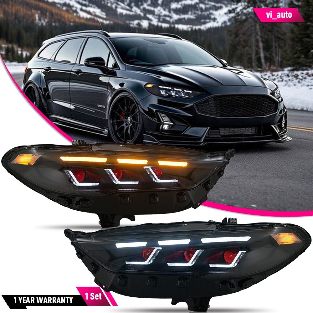 Upgraded Red Devil Eye LED Headlights For Ford Fusion 2017-2021 Head Lamps 1Set