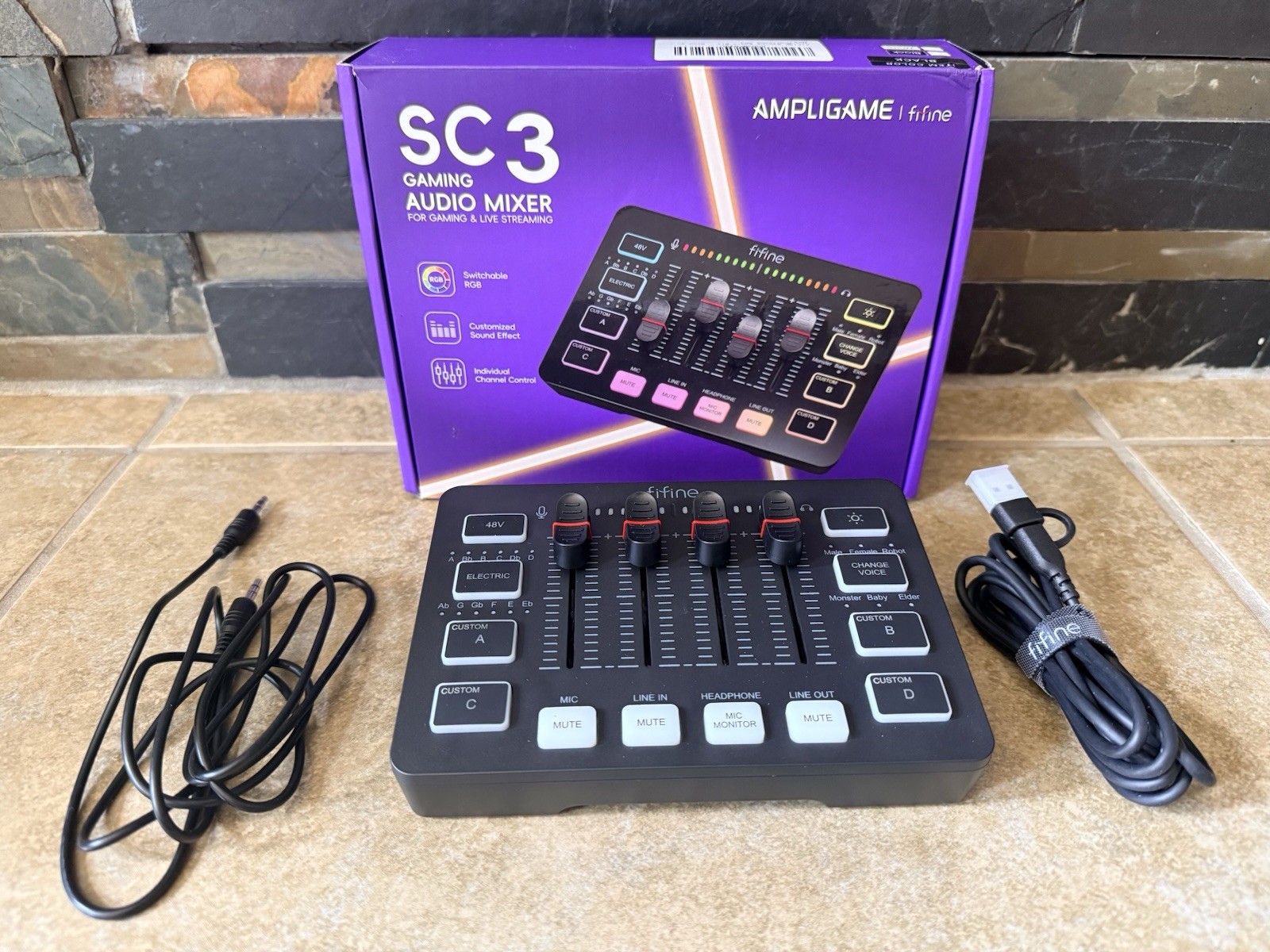Fifine AmpliGame SC3 XLR Gaming Audio Mixer Streaming Black RGB PC FAST SHIPPING