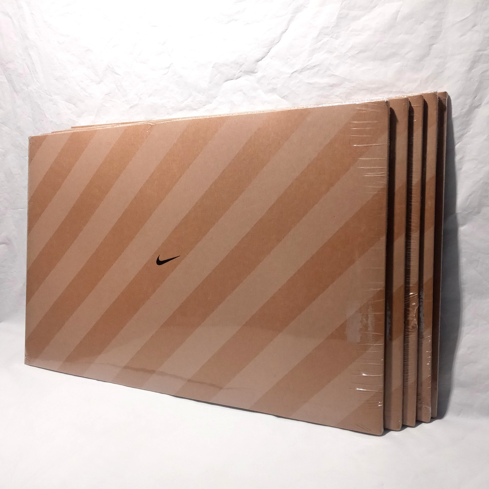 5 Large Sealed Nike Logo Natural Brown Diagonal Stripe Gift Box 22 x 14 x 4