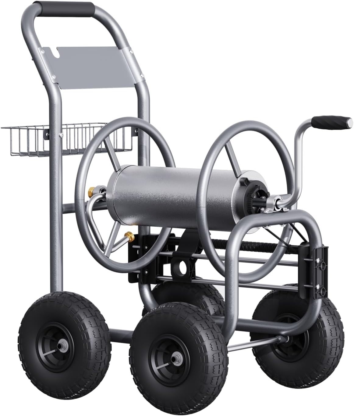 Giraffe Tools Metal Industrial Garden Hose Reel Cart with Wheels 5/8\