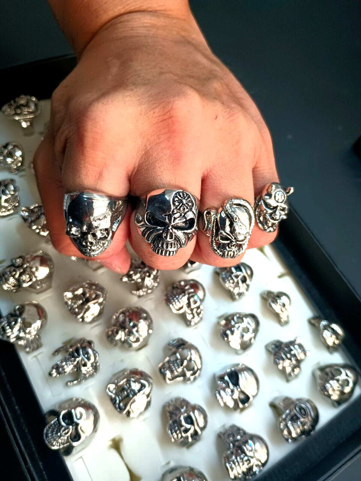 50 pcs Wholesale Mixed Lot Skull Men\'s Rings Biker Punk Ring