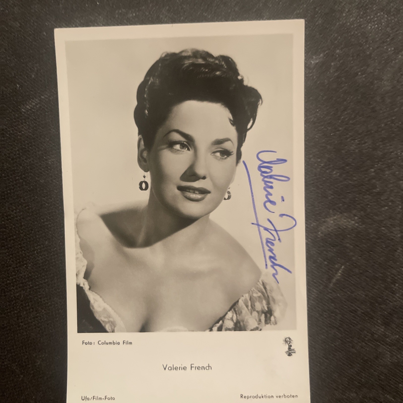 Vintage Postcard Cinema Valerie French Autograph Signature Dedication Vintage Postcard Cinema Valerie French Autograph Signature Dedication