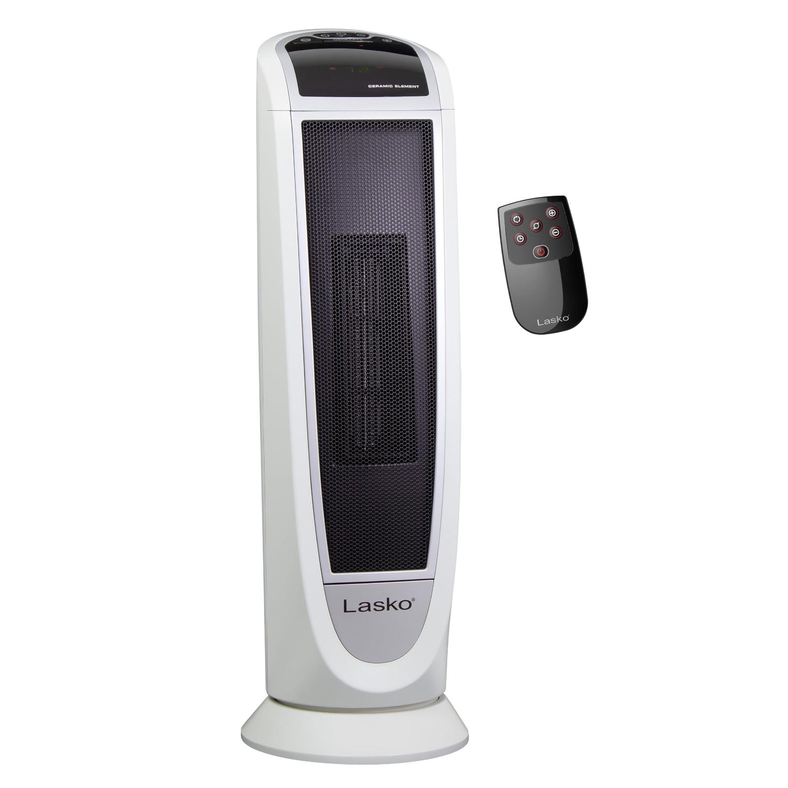Lasko Oscillating Digital Ceramic Tower Heater with Remote Control Timer White