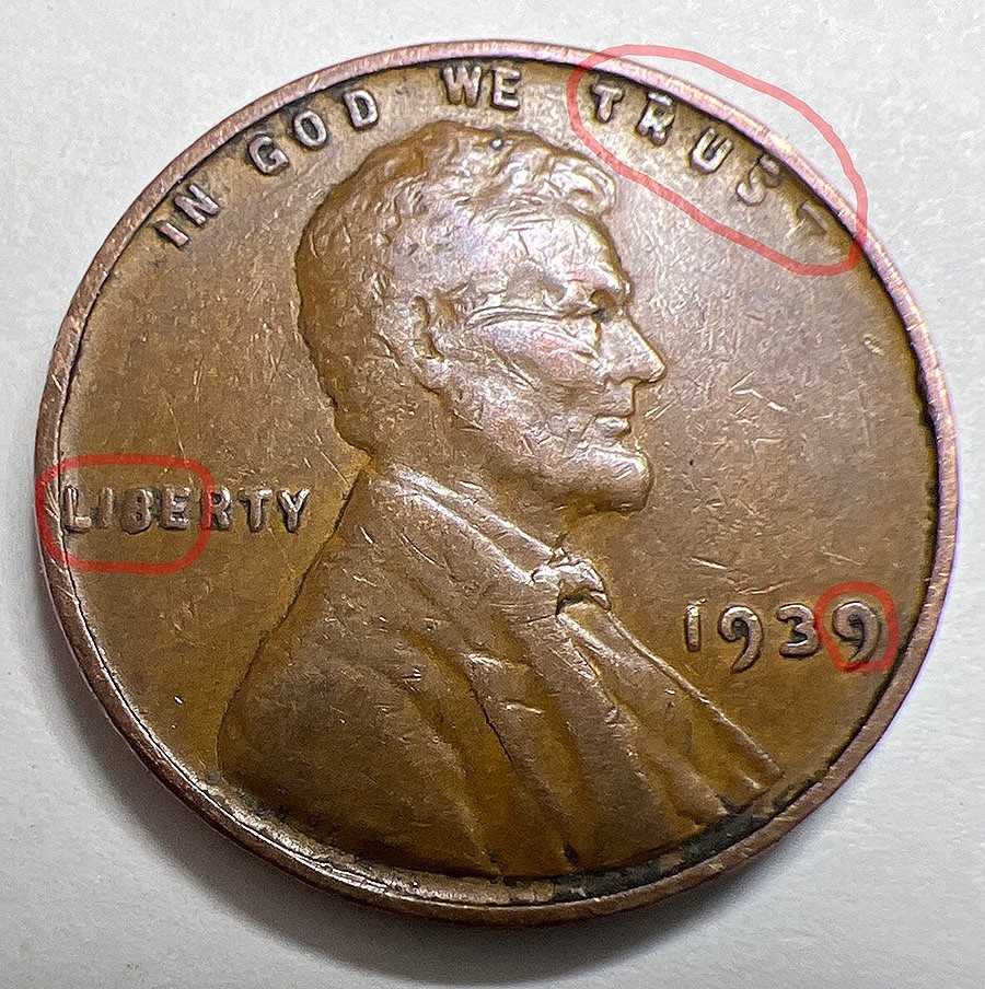 Rare 1939 Lincoln Wheat Penny No Mint Mark \