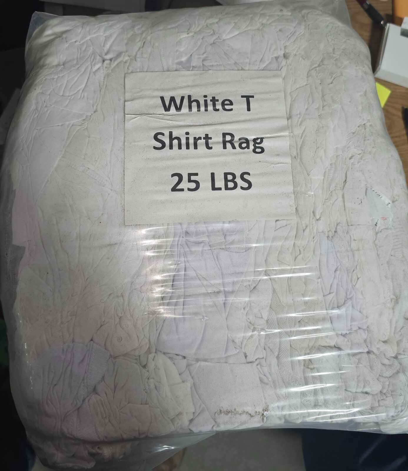 Recycled White Knit T-Shirt Cotton Rags - Multipurpose Wiping Cloths 25 LBS Bag