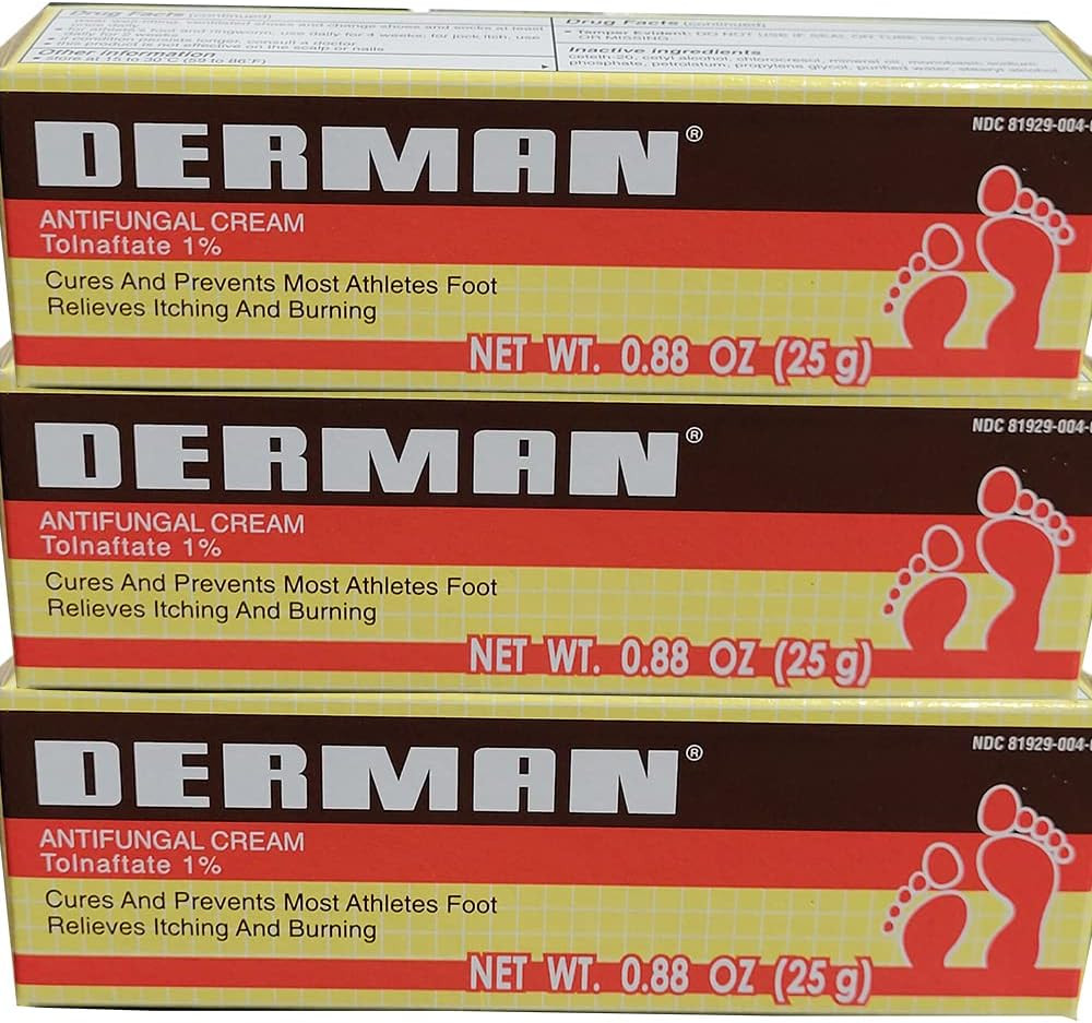 Derman Antifungal Cream for the Treatment of Athlete\'S Foot (3 Pack (0.88 Ounce)